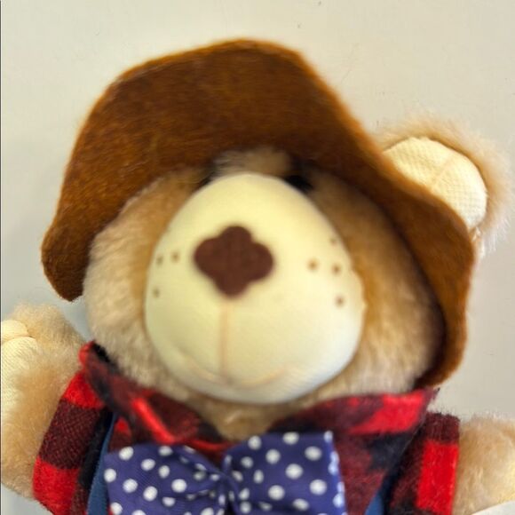 Vintage Wendy's Furskins Teddy Bear 1986 Plush Toy Christmas Farmer with 7”. - Picture 2 of 7